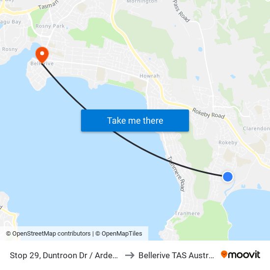 Stop 29, Duntroon Dr / Arden Dr to Bellerive TAS Australia map