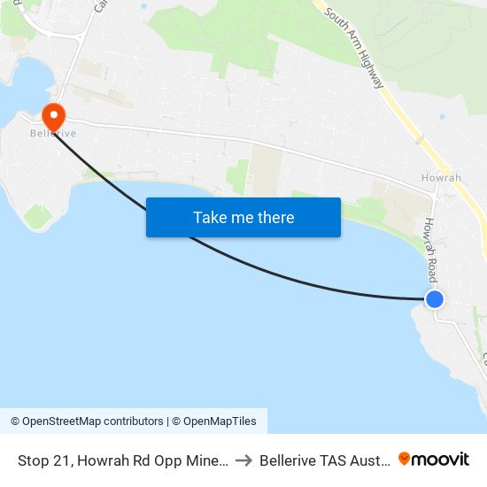 Stop 21, Howrah Rd Opp Minerva St to Bellerive TAS Australia map