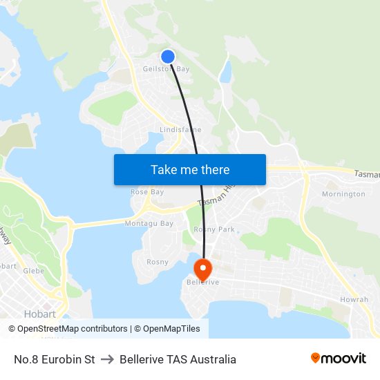 No.8 Eurobin St to Bellerive TAS Australia map