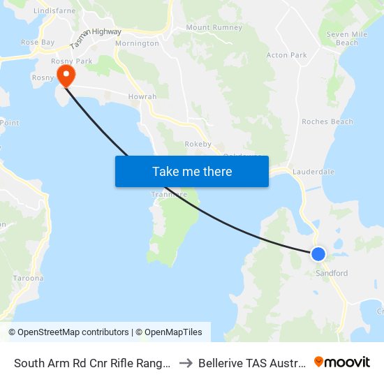 South Arm Rd Cnr Rifle Range Rd to Bellerive TAS Australia map