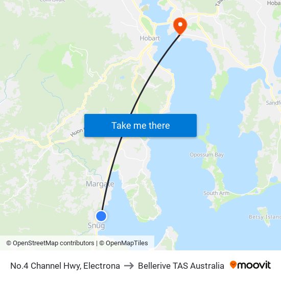 No.4 Channel Hwy, Electrona to Bellerive TAS Australia map