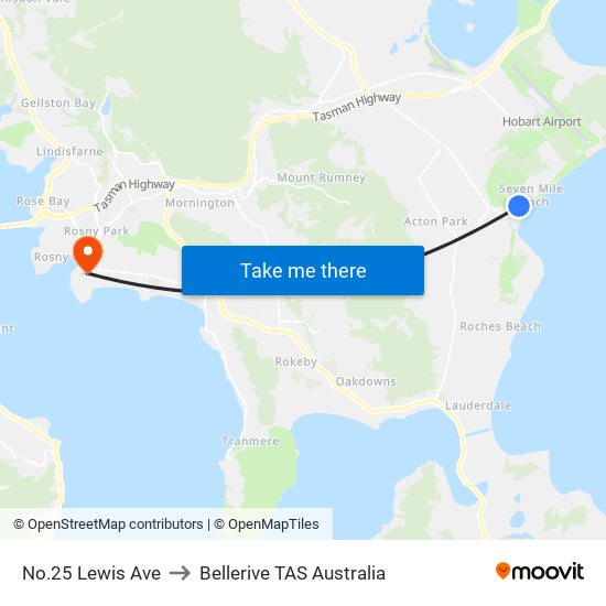 No.25 Lewis Ave to Bellerive TAS Australia map