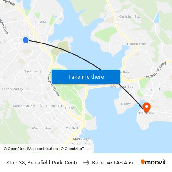 Stop 37, Benjafield Park, Central Ave to Bellerive TAS Australia map