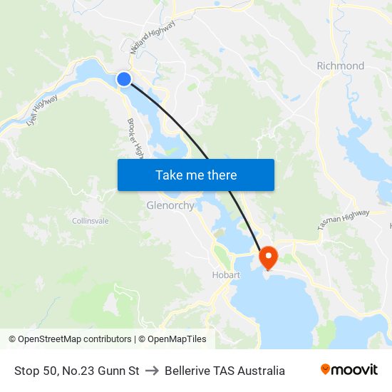 Stop 50, No.23 Gunn St to Bellerive TAS Australia map