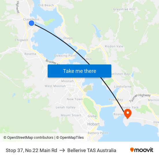 Stop 37, No.22 Main Rd to Bellerive TAS Australia map