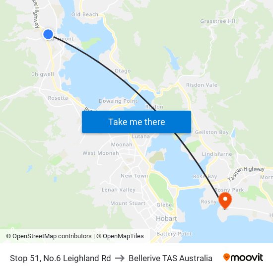 Stop 51, No.6 Leighland Rd to Bellerive TAS Australia map