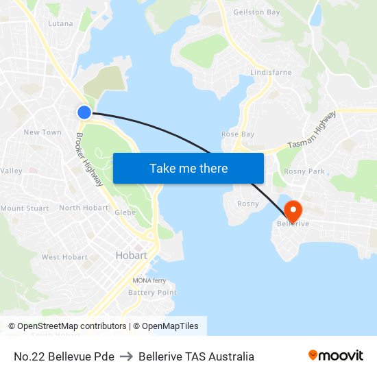 No.22 Bellevue Pde to Bellerive TAS Australia map