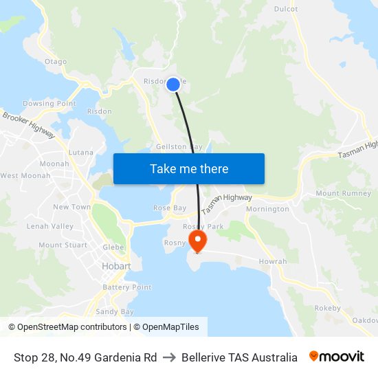 Stop 28, No.49 Gardenia Rd to Bellerive TAS Australia map