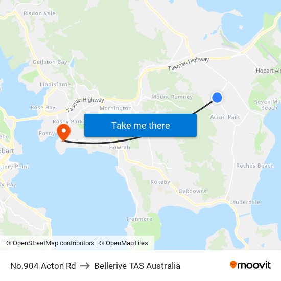 No.904 Acton Rd to Bellerive TAS Australia map