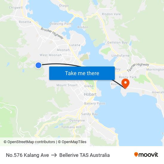 No.576 Kalang Ave to Bellerive TAS Australia map