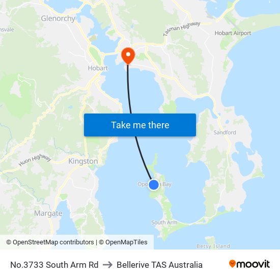 No.3733 South Arm Rd to Bellerive TAS Australia map