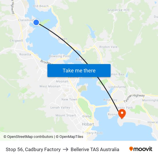 Cadbury Estate, Cadbury Rd to Bellerive TAS Australia map