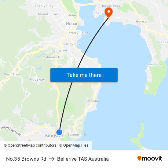 No.35 Browns Rd to Bellerive TAS Australia map