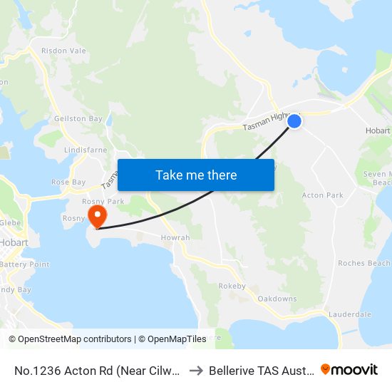 No.1236 Acton Rd (Near Cilwen Rd) to Bellerive TAS Australia map