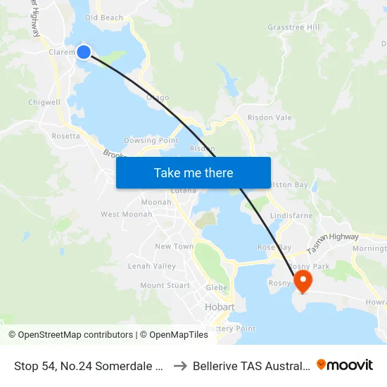 Stop 54, No.24 Somerdale Rd to Bellerive TAS Australia map
