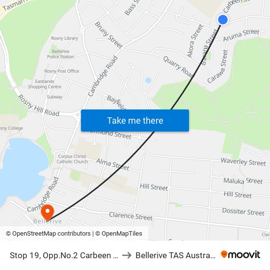 Stop 19, Opp.No.2 Carbeen St to Bellerive TAS Australia map