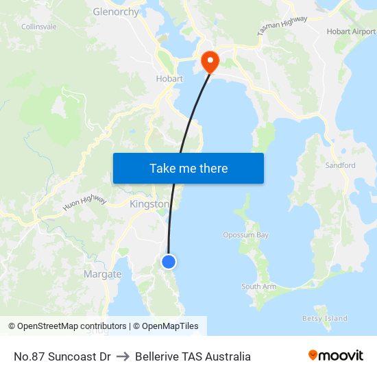 No.87 Suncoast Dr to Bellerive TAS Australia map