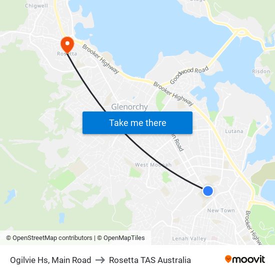 Ogilvie Hs, Main Road to Rosetta TAS Australia map