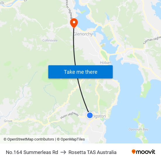 No.164 Summerleas Rd to Rosetta TAS Australia map