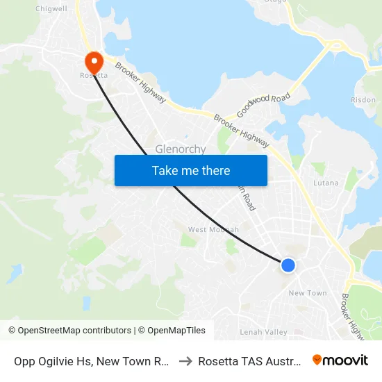Opp Ogilvie Hs, New Town Road to Rosetta TAS Australia map