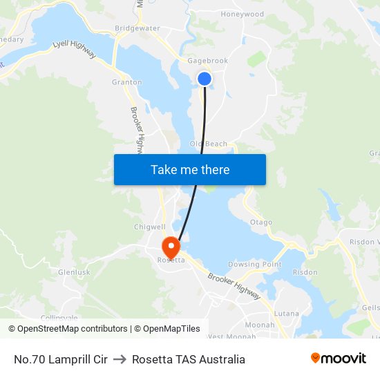 No.70 Lamprill Cir to Rosetta TAS Australia map