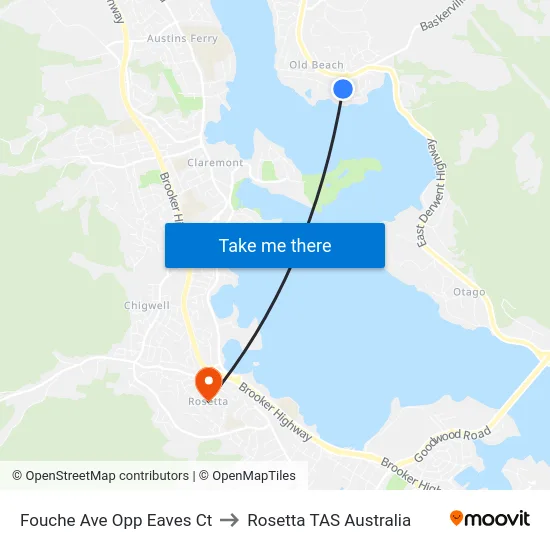 Fouche Ave Opp Eaves Ct to Rosetta TAS Australia map