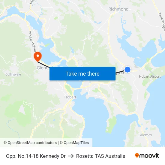 Opp. No.14-18 Kennedy Dr to Rosetta TAS Australia map