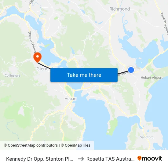 Kennedy Dr Opp. Stanton Place to Rosetta TAS Australia map