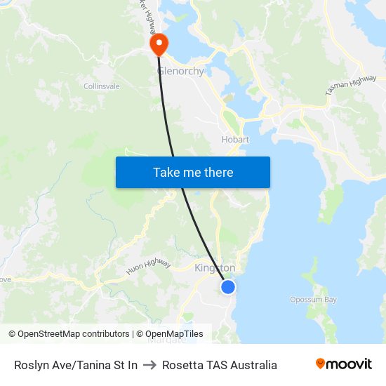 Roslyn Ave/Tanina St In to Rosetta TAS Australia map