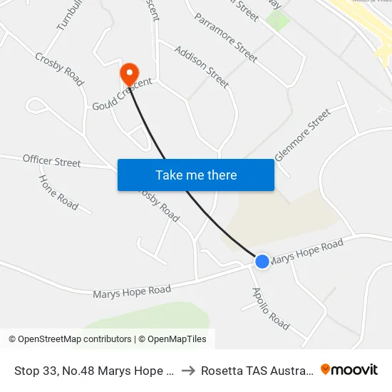 Stop 33, No.48 Marys Hope Rd to Rosetta TAS Australia map