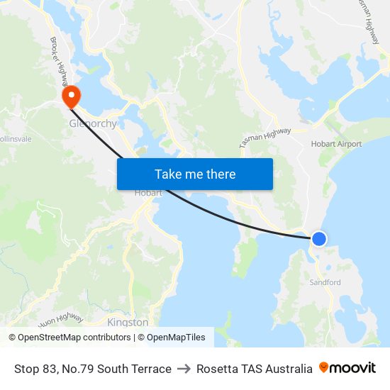 Stop 83, No.79 South Terrace to Rosetta TAS Australia map
