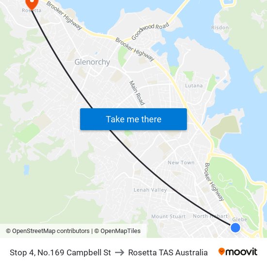 Stop 4, No.169 Campbell St to Rosetta TAS Australia map