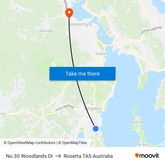 No.30 Woodlands Dr to Rosetta TAS Australia map