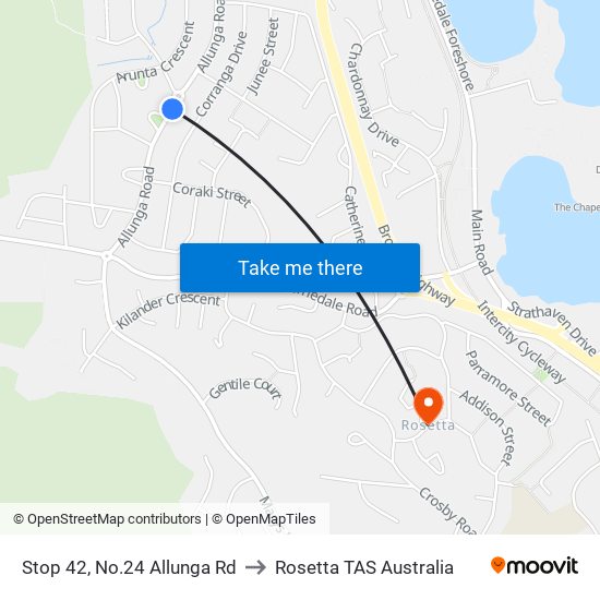 Stop 42, No.24 Allunga Rd to Rosetta TAS Australia map