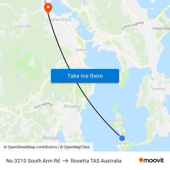 No.3210 South Arm Rd to Rosetta TAS Australia map
