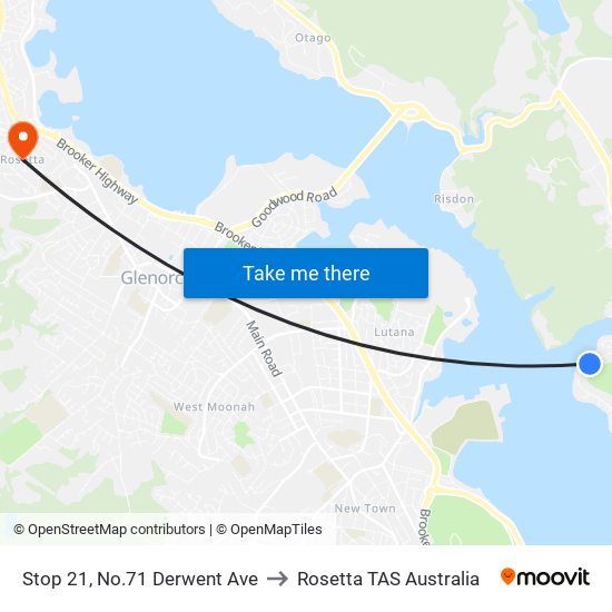 Stop 21, No.71 Derwent Ave to Rosetta TAS Australia map
