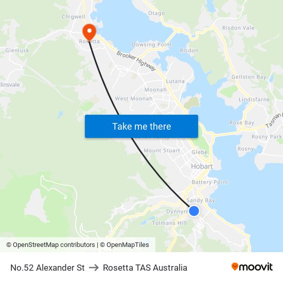 No.52 Alexander St to Rosetta TAS Australia map