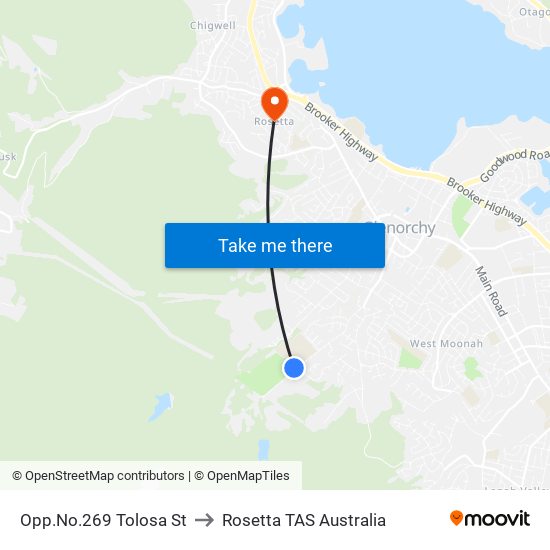 Opp.No.269 Tolosa St to Rosetta TAS Australia map