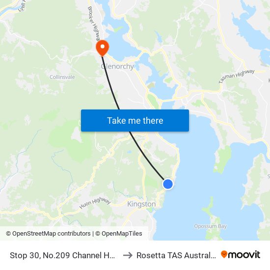 Stop 30, No.209 Channel Hwy to Rosetta TAS Australia map