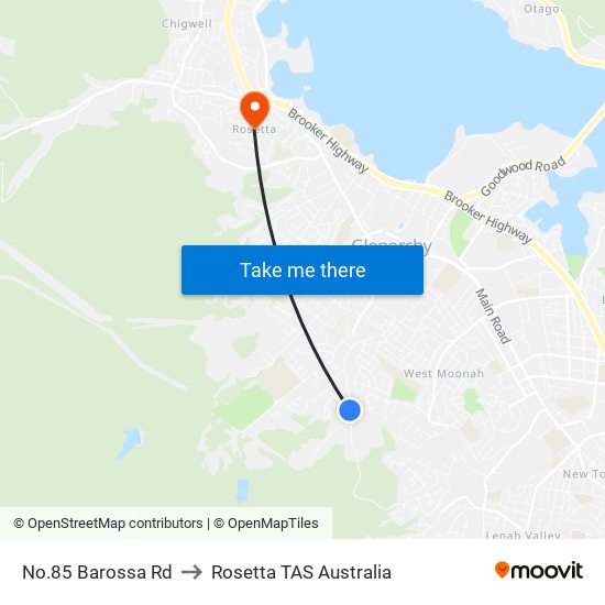 No.85 Barossa Rd to Rosetta TAS Australia map