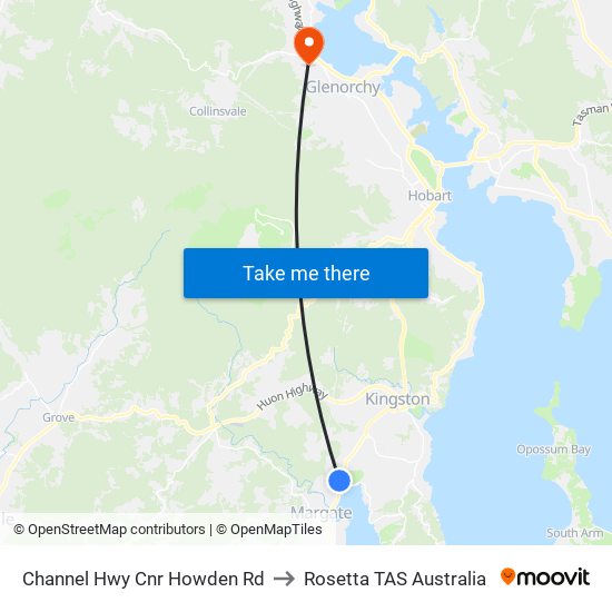 Channel Hwy Cnr Howden Rd to Rosetta TAS Australia map