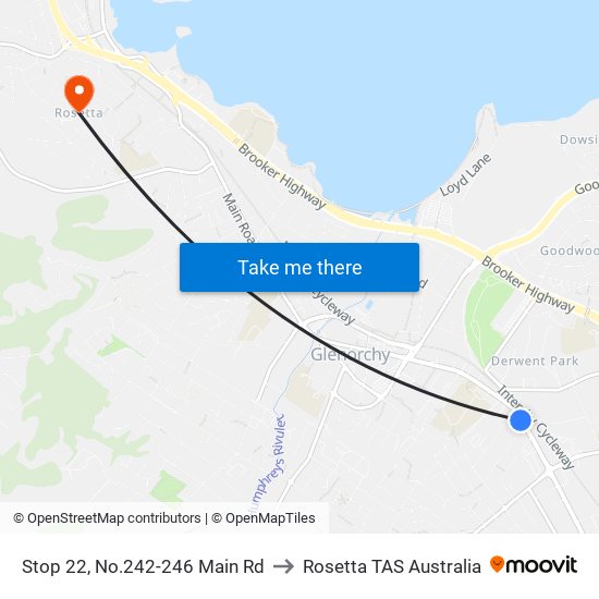 Stop 22, No.242-246 Main Rd to Rosetta TAS Australia map