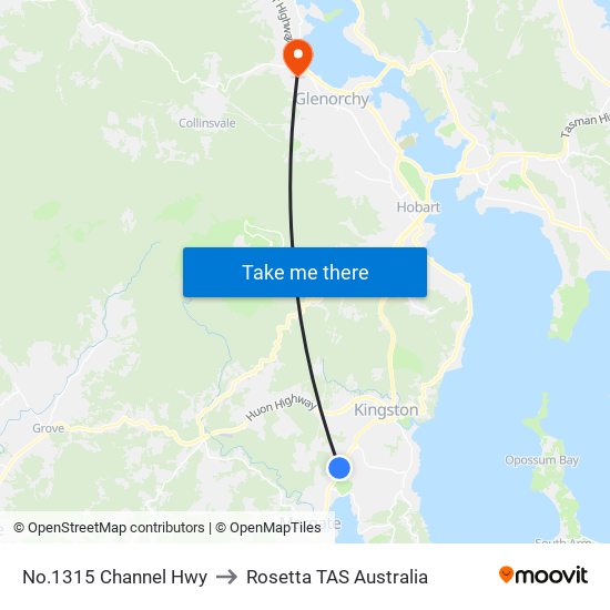 No.1315 Channel Hwy to Rosetta TAS Australia map