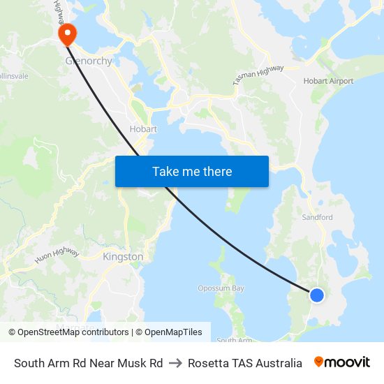 South Arm Rd Near Musk Rd to Rosetta TAS Australia map