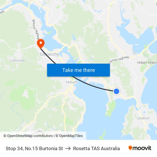 Stop 34, No.15 Burtonia St to Rosetta TAS Australia map