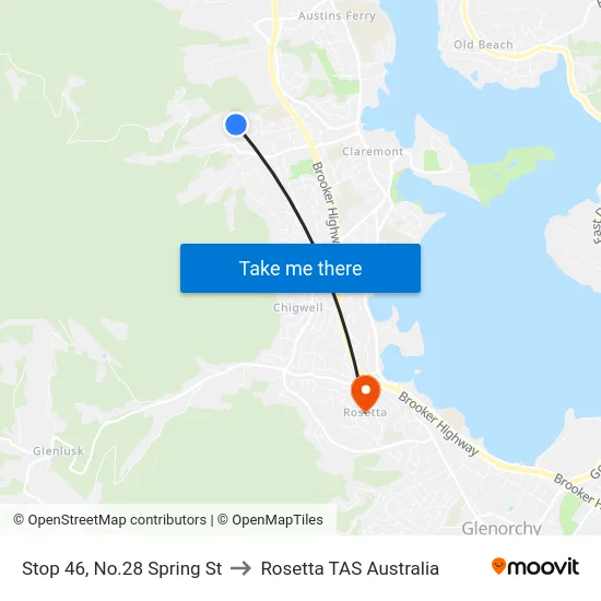 Stop 46, No.28 Spring St to Rosetta TAS Australia map