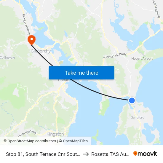 Stop 81, South Terrace Cnr South Arm Rd to Rosetta TAS Australia map