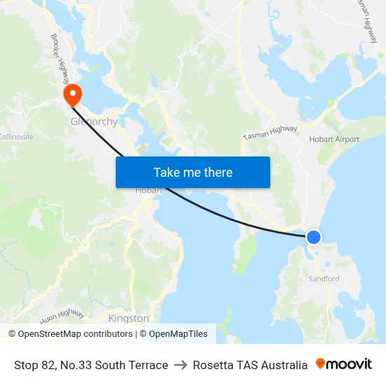 Stop 82, No.33 South Terrace to Rosetta TAS Australia map