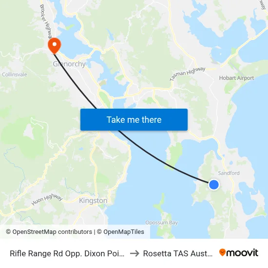 Rifle Range Rd Opp. Dixon Point Rd to Rosetta TAS Australia map