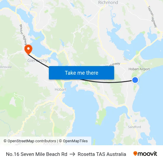 No.16 Seven Mile Beach Rd to Rosetta TAS Australia map